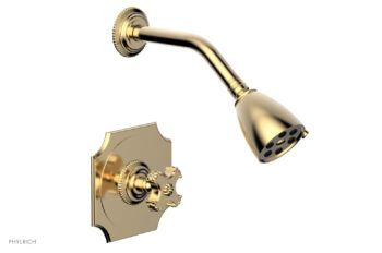 Phylrich MARVELLE Pressure Balance Shower Set - Cross Handle 162-21 - Satin Brass