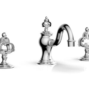 Phylrich COURONNE Widespread Faucet Cross Handles 163-01 – Polished Chrome