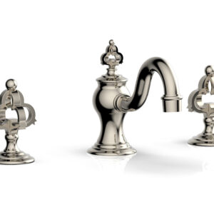 Phylrich COURONNE Widespread Faucet Cross Handles 163-01 – Polished Nickel