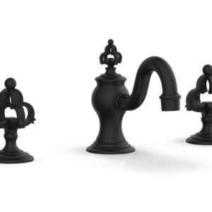 Phylrich COURONNE Widespread Faucet Cross Handles 163-01 – Matte Black