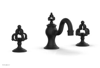 Phylrich COURONNE Widespread Faucet Cross Handles 163-01 - Matte Black