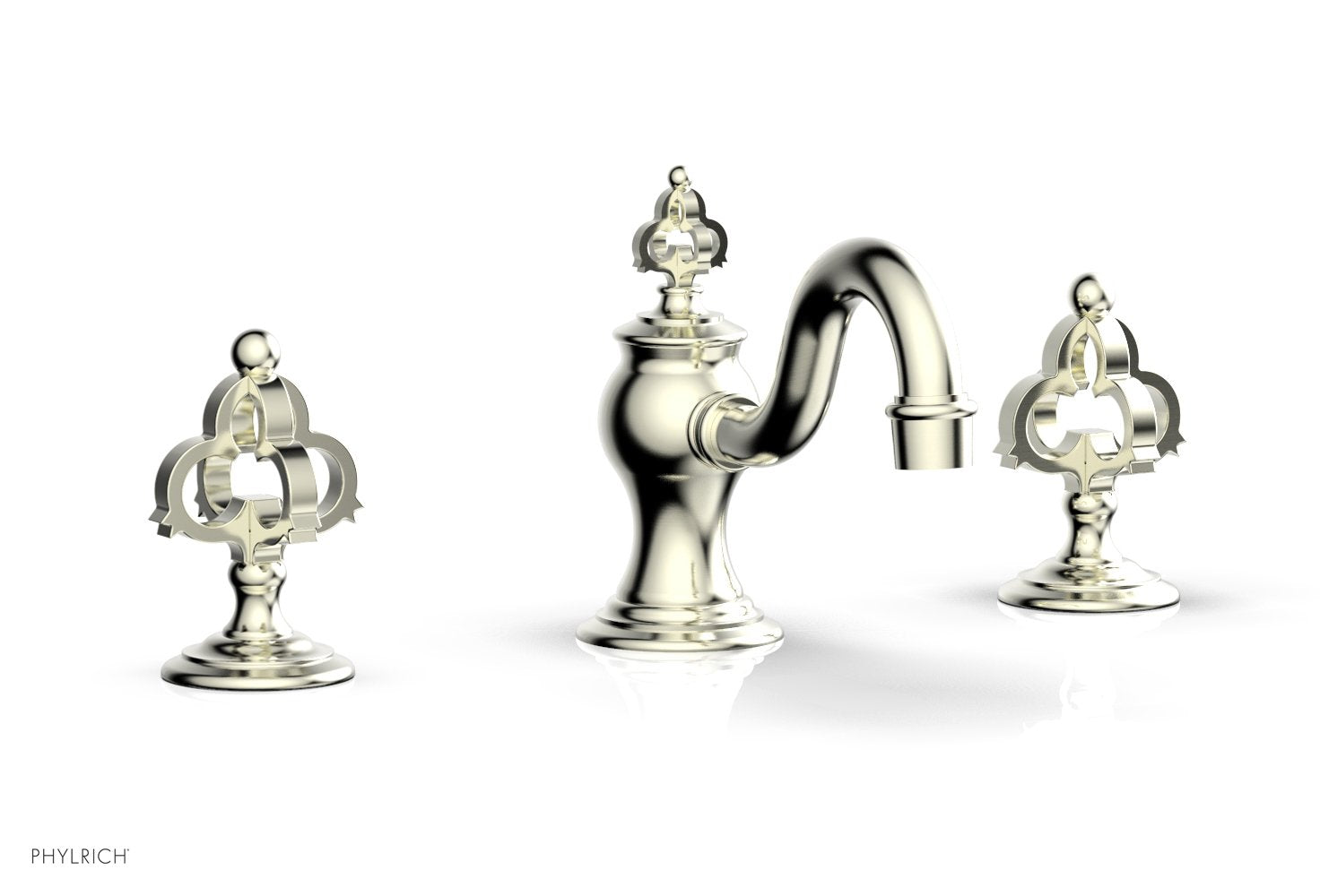 Phylrich COURONNE Widespread Faucet Cross Handles 163-01 - Satin Nickel