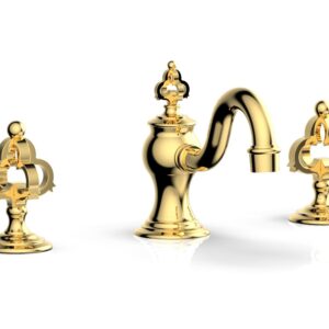 Phylrich COURONNE Widespread Faucet Cross Handles 163-01 – Polished Gold
