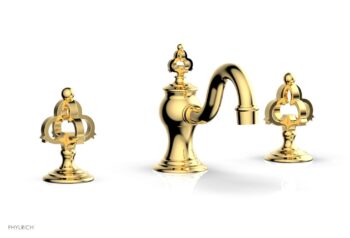 Phylrich COURONNE Widespread Faucet Cross Handles 163-01 - Polished Gold