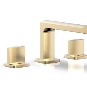 Phylrich RADI Widespread Faucet – Blade Handles Low Spout 181-04 – Satin Brass