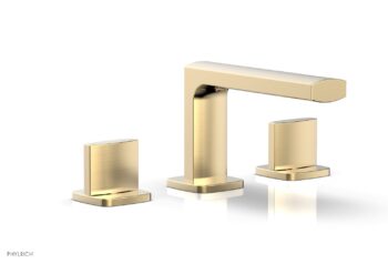 Phylrich RADI Widespread Faucet - Blade Handles Low Spout 181-04 - Satin Brass