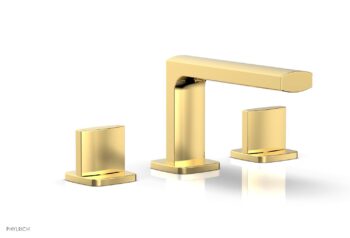 Phylrich RADI Widespread Faucet - Blade Handles Low Spout 181-04 - Polished Gold