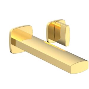 Phylrich RADI Single Handle Wall Lavatory Set – Blade Handles 181-15 – Polished Gold