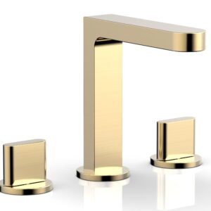 Phylrich ROND Widespread Faucet – Blade Handles High Spout 183-01 – Satin Brass