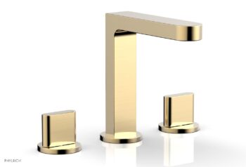 Phylrich ROND Widespread Faucet - Blade Handles High Spout 183-01 - Satin Brass