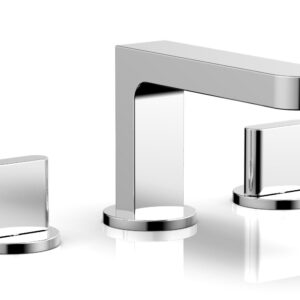 Phylrich ROND Widespread Faucet – Blade Handles Low Spout 183-04 – Polished Chrome