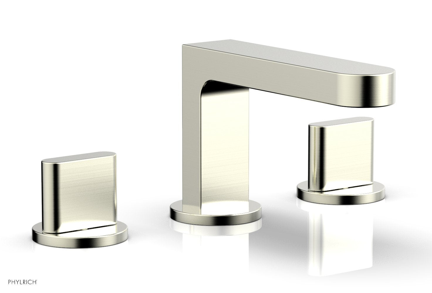 Phylrich ROND Widespread Faucet - Blade Handles Low Spout 183-04 - Satin Nickel