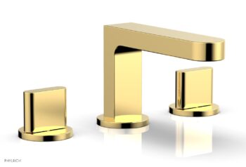 Phylrich ROND Widespread Faucet - Blade Handles Low Spout 183-04 - Polished Gold
