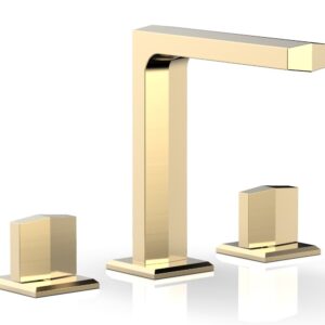 Phylrich DIAMA Widespread Faucet – Blade Handles 6-3/4″ Height 184-01 – Satin Brass