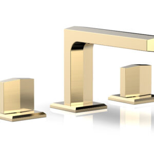 Phylrich DIAMA Widespread Faucet – Blade Handles Low Spout 184-03 – Satin Brass