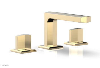 Phylrich DIAMA Widespread Faucet - Blade Handles Low Spout 184-03 - Satin Brass