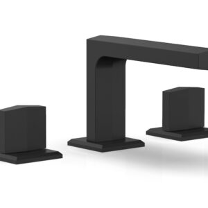 Phylrich DIAMA Widespread Faucet – Blade Handles Low Spout 184-03 – Matte Black
