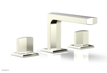 Phylrich DIAMA Widespread Faucet - Blade Handles Low Spout 184-03 - Satin Nickel