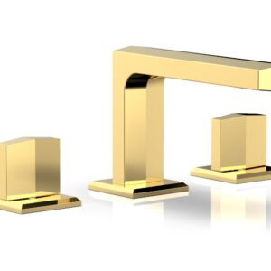 Phylrich DIAMA Widespread Faucet – Blade Handles Low Spout 184-03 – Polished Gold
