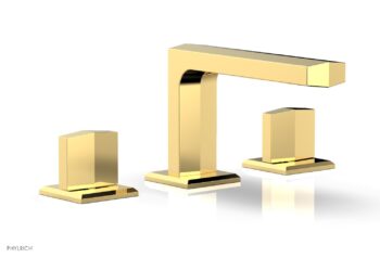 Phylrich DIAMA Widespread Faucet - Blade Handles Low Spout 184-03 - Polished Gold