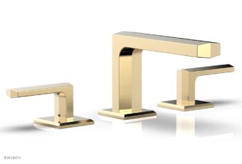 Phylrich DIAMA Widespread Faucet - Lever Handles Low Spout 184-04 - Satin Brass