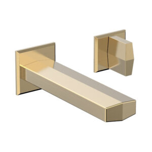 Phylrich DIAMA Single Handle Wall Lavatory Set – Blade Handles 184-15 – Satin Brass
