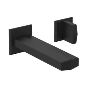 Phylrich DIAMA Single Handle Wall Lavatory Set – Blade Handles 184-15 – Matte Black