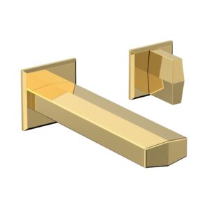 Phylrich DIAMA Single Handle Wall Lavatory Set – Blade Handles 184-15 – Polished Gold