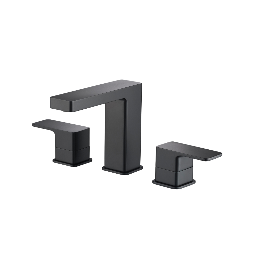 Isenberg Three Hole 8" Widespread Two Handle Bathroom Faucet In Matte Black