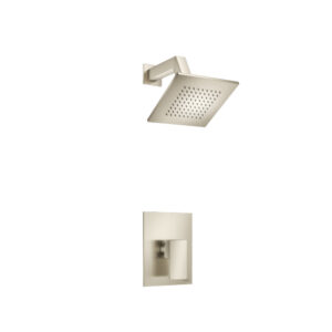 Flusso Single Output Shower Set With Brass Shower Head & Arm In Brushed Nickel