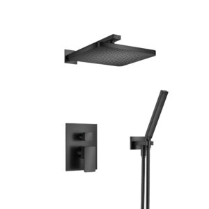 Flusso Two Output Shower Set With Shower Head And Hand Held In Matte Black