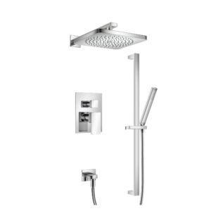 Flusso Two Output Shower Set With Shower Head, Hand Held And Slide Bar In Chrome