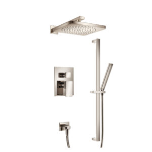 Isenberg Two Output Shower Set With Shower Head, Hand Held And Slide Bar In Polished Nickel