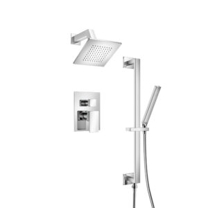 Flusso Two Output Shower Set With Shower Head, Hand Held And Slide Bar In Chrome