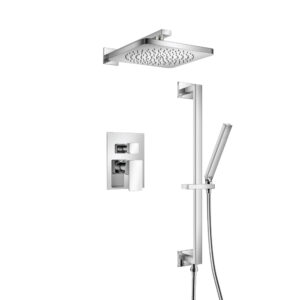 Flusso Two Output Shower Set With Shower Head, Hand Held And Slide Bar In Chrome