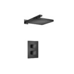 Flusso Single Output Shower Set With Shower Head And Arm In Matte Black