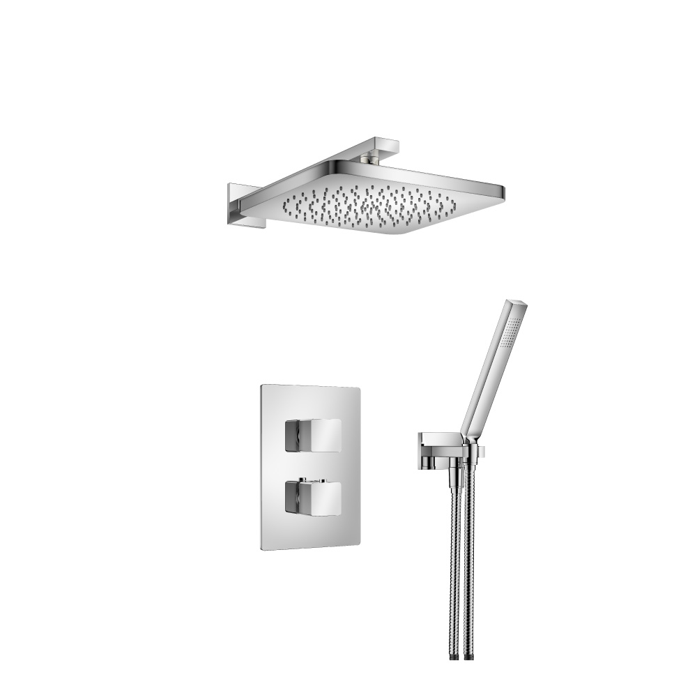 Flusso Two Output Shower Set With Shower Head And Hand Held In Chrome