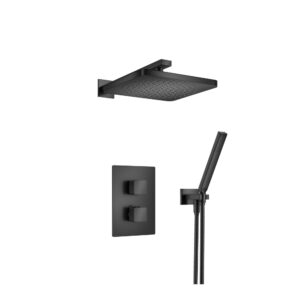 Flusso Two Output Shower Set With Shower Head And Hand Held In Matte Black