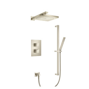 Isenberg Two Output Shower Set With Shower Head, Hand Held And Slide Bar In Brushed Nickel