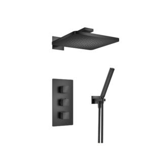 Flusso Two Output Shower Set With Shower Head And Hand Held In Matte Black