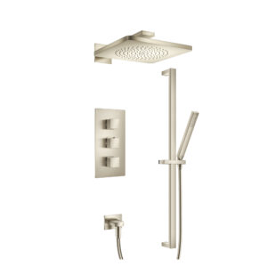 Isenberg Two Output Shower Set With Shower Head, Hand Held And Slide Bar In Brushed Nickel