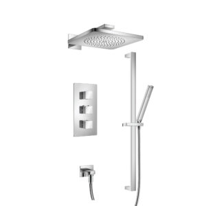 Flusso Two Output Shower Set With Shower Head, Hand Held And Slide Bar In Chrome
