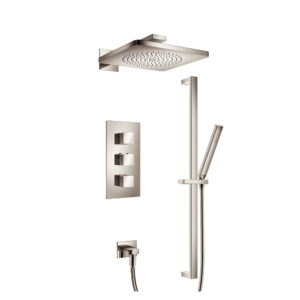 Isenberg Two Output Shower Set With Shower Head, Hand Held And Slide Bar In Polished Nickel