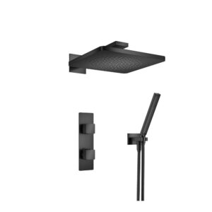 Flusso Two Output Shower Set With Shower Head And Hand Held In Matte Black