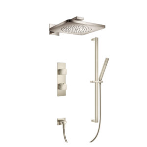 Isenberg Two Output Shower Set With Shower Head, Hand Held And Slide Bar In Brushed Nickel