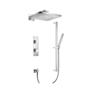 Flusso Two Output Shower Set With Shower Head, Hand Held And Slide Bar In Chrome