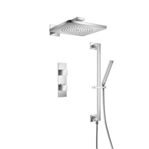 Flusso Two Output Shower Set With Shower Head, Hand Held And Slide Bar In Chrome