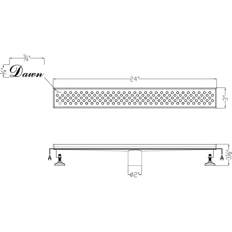 Dawn® Rhone River Series - Linear Shower Drain 24"L In Polished satin - Image 2