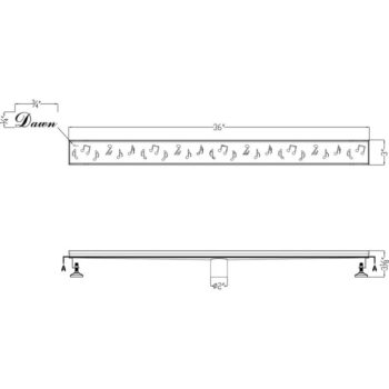 Dawn® Seine River Series - Linear Shower Drain 36"L In Polished satin - Image 2
