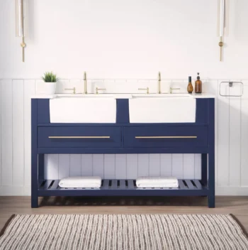 Williamson 60" - Dark Blue - White Countertop